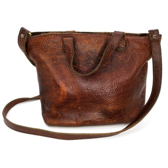 Portland Leather Goods Rustic Brown Mini Tote Satchel Convertible Crossbody Bag - Picture 3 of 6